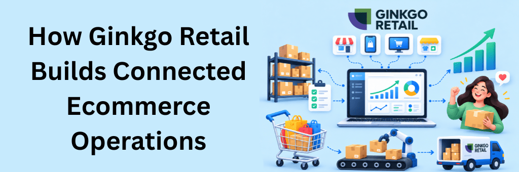 Ginkgo Retail connected ecommerce operations with centralized order management, warehouse automation, fulfillment, delivery, and retail growth analytics.